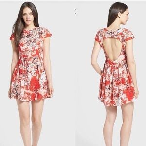 Parker Kinley ASO silk floral mini dress cutout back